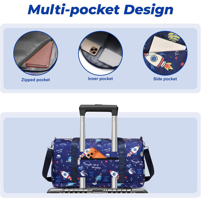 Спортивна сумка Flintronic для дітей та дівчат, сумка для плавання з відділенням для вологих речей, синя, 46x20x25 см