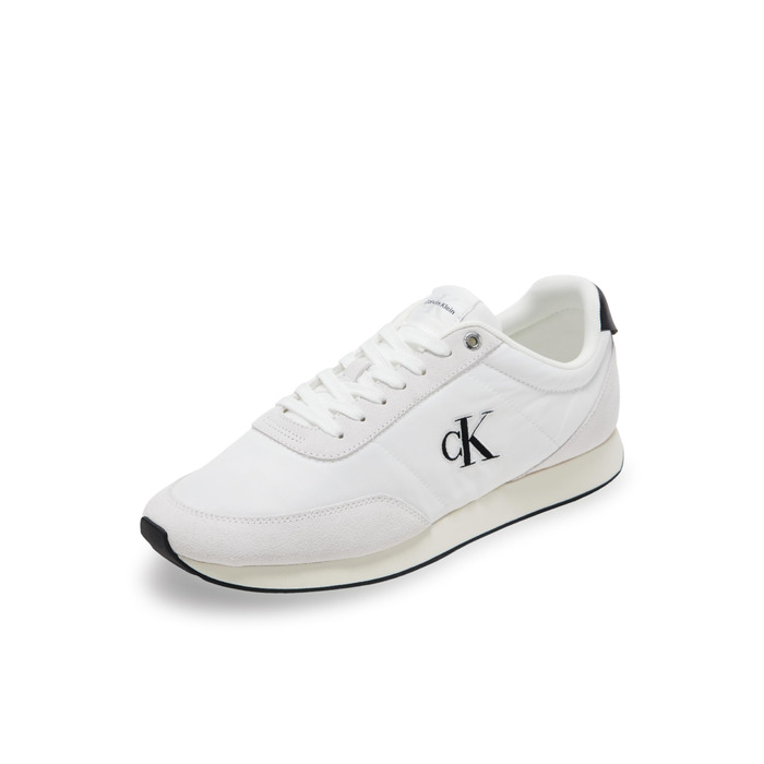 Чоловічі кросівки Calvin Klein Runner Retro Mix з логотипом, білі/чорні, розмір 43 EU