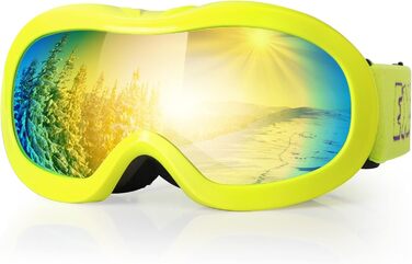 Дитяча лижна маска EXP VISION, антифог, UV-захист, для сноуборду, поверх окулярів, для хлопчиків і дівчат, жовта оправа/золота лінза