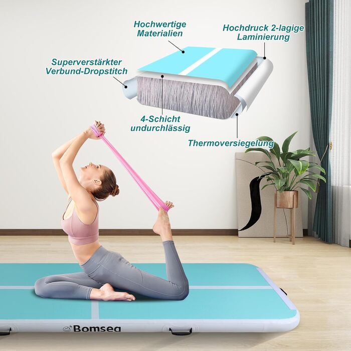 Надувний гімнастичний килимок Airtrack для дому та тренувань 2/3/4/5/6м - якісний килимок для фітнесу 200x100x10 см