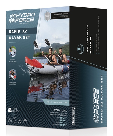 Надувний двомісний каяк Bestway Lite Rapid X2 (65077), 321 x 100 см, комплект