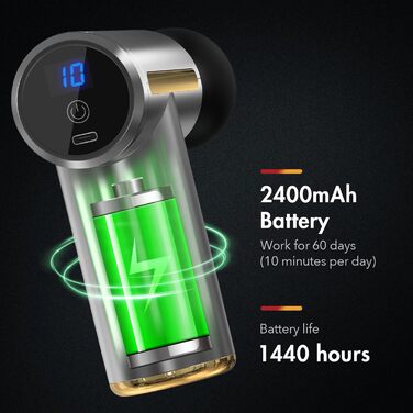 Масажний пістолет Sejoy для глибокої масажу м'язів, 10 швидкостей, USB зарядка, портативний, ультракомпактний і тихий, для дому, спортзалу та вулиці