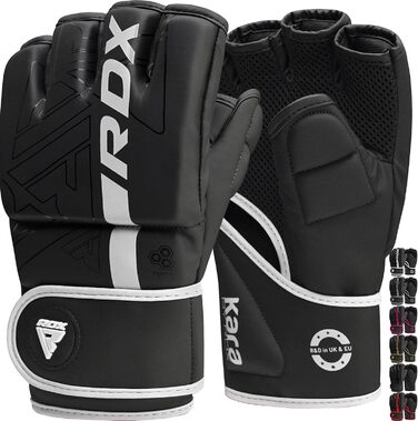 RDX Profi MMA рукавички для тренувань KARA з Maya Hide шкіри, чорні/білі, XL – для боксу, кікбоксингу, муай-тай, спарингу, з ущільненням, чоловічі