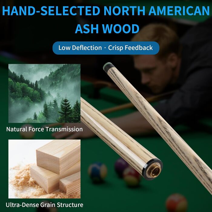 Біліардний кий Horse з наконечниками 13 мм, 147 см, з рукавичками та крейдою. Дерев'яний кий для більярду для дорослих. Стильний дизайн, вага 540/600 г