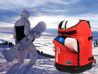 Чохол для гірськолижних черевиків 50L, водонепроникний рюкзак для подорожей, вміщує шолом, маску та одяг (Червоний-03)