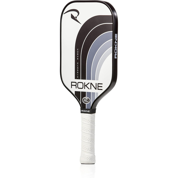 Професійна ракетка для піклболу ROKNE Curve Classic, скловолокно, сертифікована USAPA, ProGrit текстура для максимального обертання та потужності, з чохлом