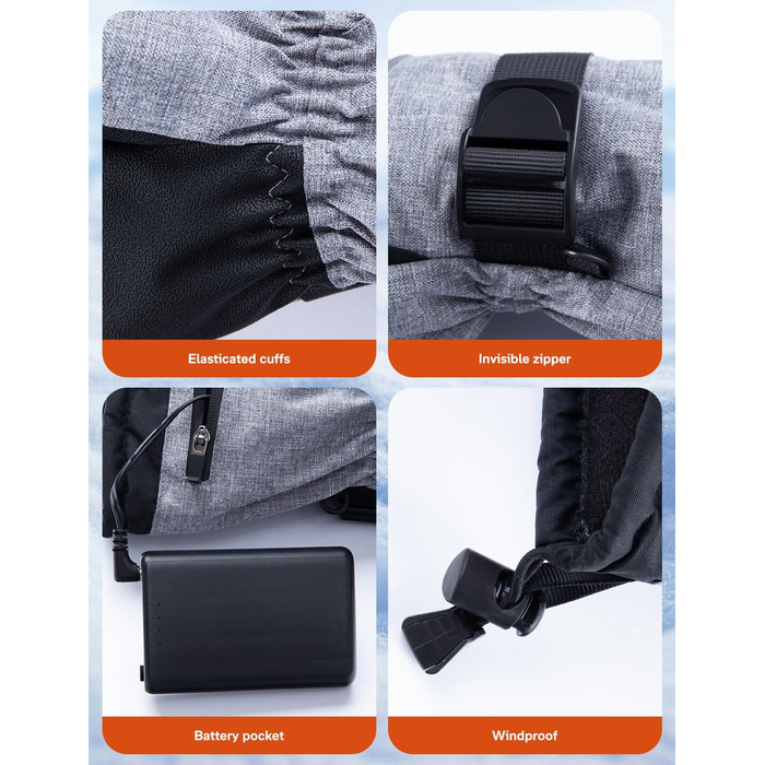 Електричні гріючі рукавички ALLJOY 10000mAh з 3 рівнями нагріву для чоловіків, жінок, мотоциклістів, катання на лижах та роботи на вулиці