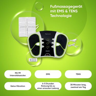Масажер для ніг з EMS та TENS технологією, 99 рівнів інтенсивності, сумка, пульт дистанційного керування та електроди - WeightWorld