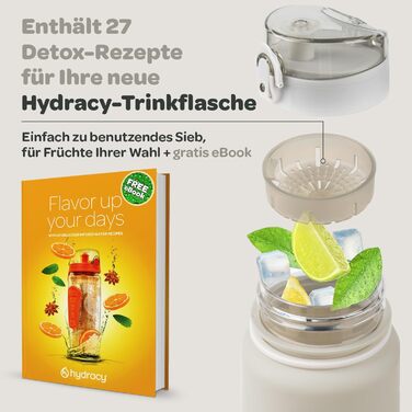 Водна пляшка Hydracy з фруктовим вкладишем, 1л, BPA-free, з таймером, спортивна, противитікання, без конденсату, для спорту та відпочинку на природі, градієнт салатовий-блакитний (сірий-чорний)