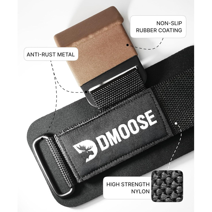 Набори для тяги DMoose Fitness для чоловіків та жінок (пара) - міцний нейлон з ремінцями на зап'ясті 8 мм - для силового тренування, пауерліфтингу та станової тяги