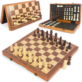 Шахи дерев'яні магнітні, 40x40 см, для дорослих та дітей, складне шахове поле, горіх та сосна, 2 в 1