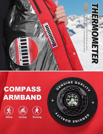 Водонепроникна зимова куртка Voqeen для чоловіків, тепла сноуборд куртка з капюшоном, вітрозахисна Outdoor куртка з термо функцією, Softshell Windbreaker для туризму, червона, XL