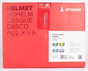 Гірськолижний шолом ATOMIC Savor Visor Stereo з візором, чорний, розмір 59-63, максимальна амортизація, вентиляція Aircon, дзеркальне покриття