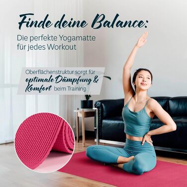 Килимок для йоги та фітнесу Altrose - тонкий (183x61x0.4 см) | Не слизький, для занять йогою, пілатесом та спортом | Звукоізоляційний | Міцний