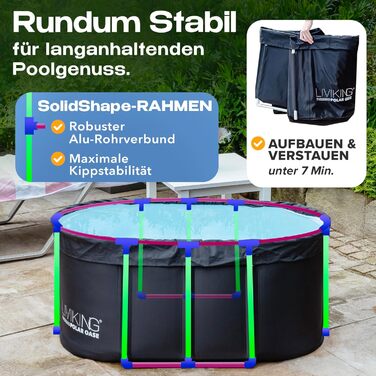 Тонна для криотерапії Eisbad, мобільна ванна для дорослих 120 см, комплект KOMFORT, чорний WeatherPro Bundle