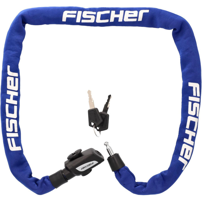 Ланцюговий замок для велосипеда та електровелосипеда FISCHER, неопренове покриття, високий рівень захисту від крадіжки, 130 см, синій (2 ключі в комплекті)