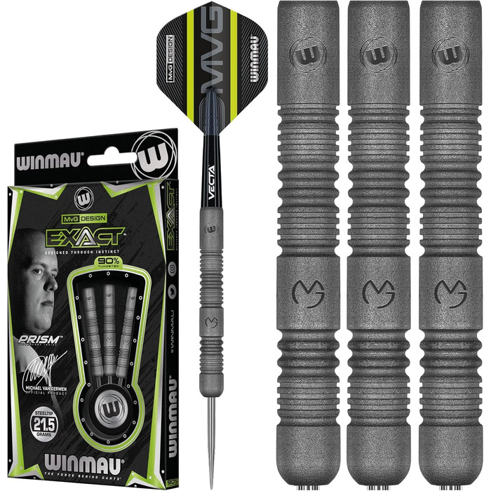 Дротики WINMAU Michael Van Gerwen MvG Exact 21,5 г, вольфрамові з оперенням і стрижнями