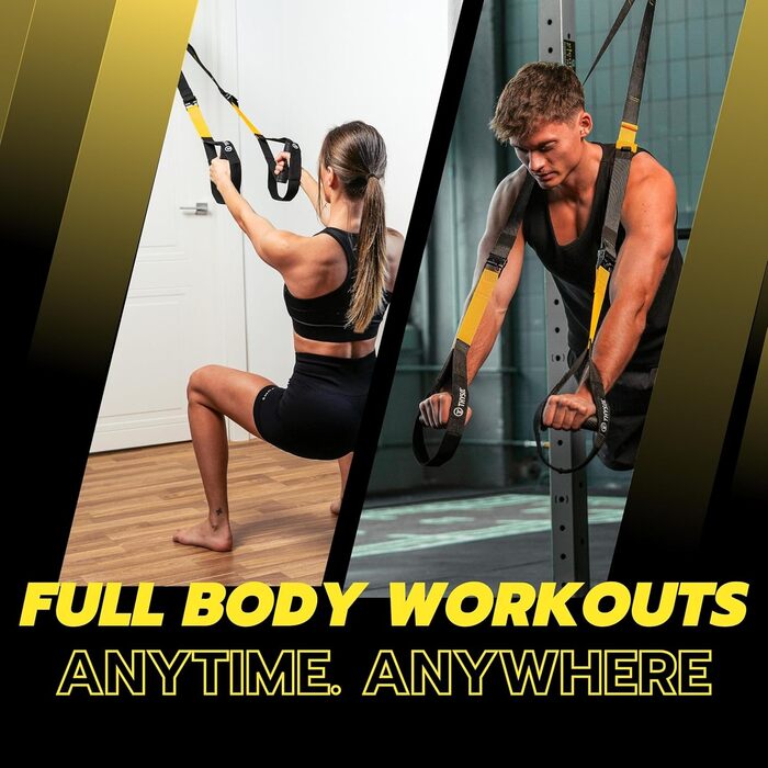 Петлі для тренувань Resistance Trainer Pro Xtreme Straps Army з регульованим дверним анкером, жовті, для фітнесу вдома, подорожей, тренувань у приміщенні та на вулиці
