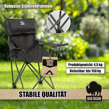 Кемпінговий стілець BigDean Luxus Faltbar: великий, міцний (150 кг) та зручний