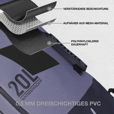Водонепроникний рюкзак UZIRO 20L, Dry Bag, сірий