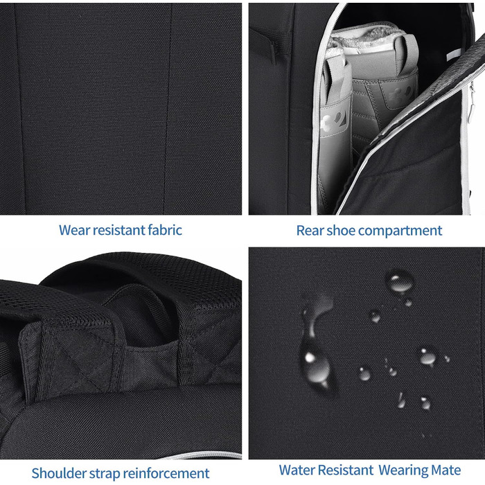 Чохол для лижних черевиків, терморюкзак, 50 л, водонепроникний, для сноуборду, подорожей, лижного спорядження, аксесуари (чорний/сірий)