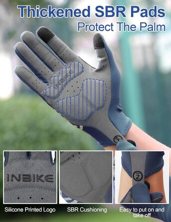 Велосипедні рукавички Inbike MTB зимові, 2 пальці, сенсорний екран, теплі, вітронепроникні, дихаючі, антиковзні, для велоспорту, лиж, катання на сноуборді, IHC701 (Синій, XL)