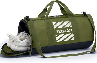 Спортивна сумка TUGUAN 40Л для чоловіків з відділенням для взуття та вологих речей, сумка для тренувань, фітнесу, баскетболу та футболу, колір зелений