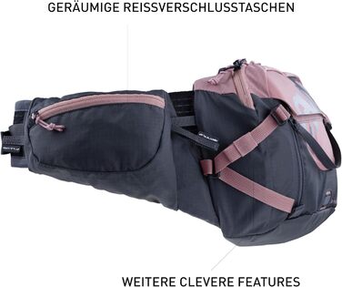 Поясна сумка EVOC HIP Pack 3л з питною системою 1,5л, вентиляцією, регульованим ременем, рожево-сіра