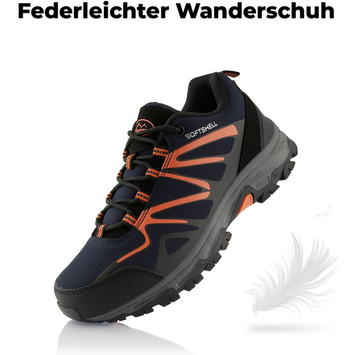 Черевики для піших прогулянок для жінок та чоловіків, трекінгові черевики, дихаючі, чорно-зелені (37 EU, темно-синьо-помаранчеві)