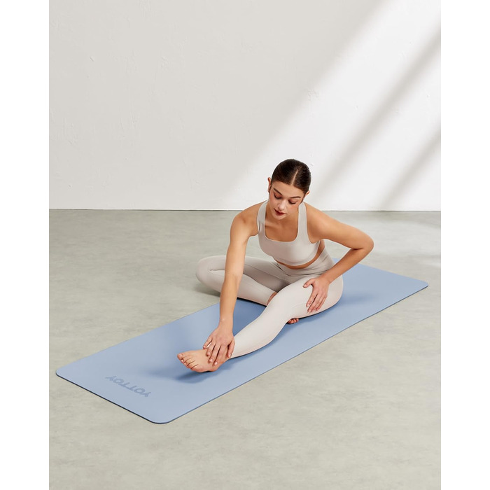 Килимок для йоги з TPE, нековзний, 60 x 60 см (24 x 0.24 дюйма), для пілатесу, фітнесу, з сумкою та ремінком. Зелений (Блакитний)