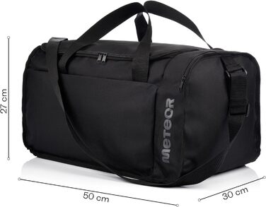 Спортивна сумка METEOR 20/40 л для чоловіків, дітей і жінок, чорна, дорожня, для басейну, школи, фітнесу, 50x30x27 см
