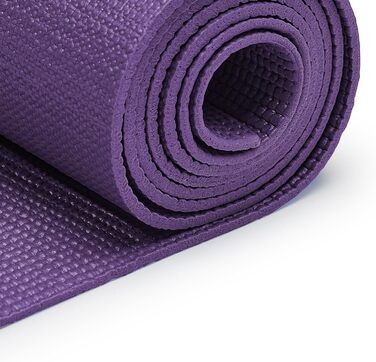Килимок для йоги Sunny Health & Fitness з неслизькою поверхнею – міцний, стійкий до розривів, легкий, з м'якою підтримкою для йоги, пілатесу, розтяжки, медитації та тренувань на підлозі | Доступний у кількох кольорах (фіолетовий)