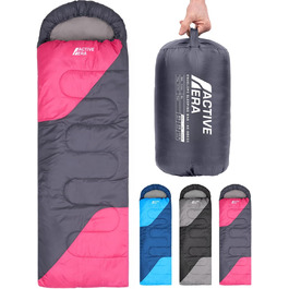 Сплячий мішок Active Era Premium Mumienschlafsack 250 GSM, зимовий та літній, 0°C - 15°C, для кемпінгу, фестивалів, подорожей, водонепроникний, ультралегкий, компактний (Рожевий)