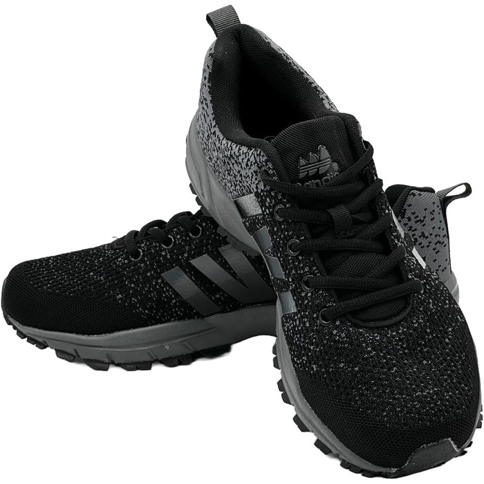 Чоловічі та жіночі кросівки для бігу та спорту, повсякденне взуття, outdoor, великі розміри (43 EU, чорний, темно-сірий)