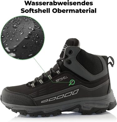 Черевики для ходьби жіночі та чоловічі, водонепроникні зимові черевики (36 EU, чорний, сірий)