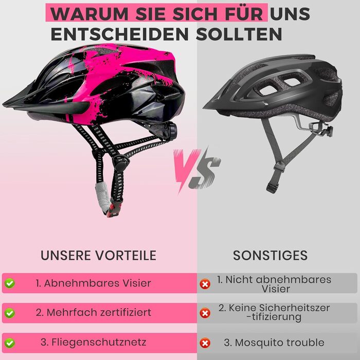 Дитячий велосипедний шолом Rosenrot, регульований, 50-55 см, для дітей 3-13 років, з візором