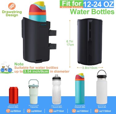 Тримач для пляшок Design Wish 12-40oz для велосипеда без гвинтів, універсальний фляготримач для води, аксесуар для велосипеда, чорний