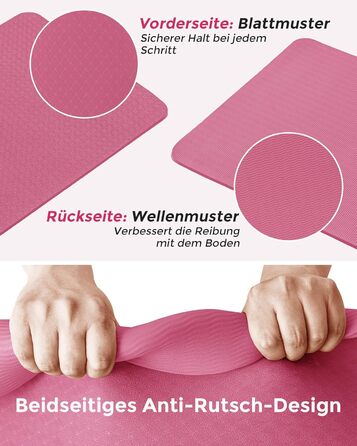 Килимок для йоги та пілатеса Narwhal з екологічного TPE, протиковзкий фітнес-мат для тренувань зі стрічкою для перенесення (Слива, 183 x 61 x 0.6 см)