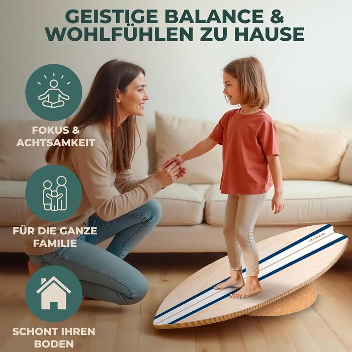 STAASH® PRO Балансборд з берези – Преміум 5-в-1 набір для балансу, фітнесу та реабілітації. Ролик + півсфера + килимок. Макс. вага 150 кг, Колір: Морська хвиля