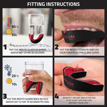 Захисна капа Titanium Sports Premium - Slim Fit з чохлом. Капу для захисту щелепи під час контактних видів спорту (бокс, ММА, джудо, карате, регбі, хокей, футбол). Червоний/Чорний. Для дітей (<11)