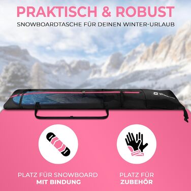 Чохол для сноуборду STYNGARD Whistler з ролтопом (140-190 см) - чорно-рожевий, водонепроникний