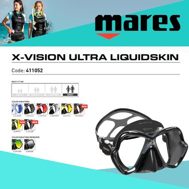 Дайвінг-маска Mares X-Vision Ultra Liquidskin універсальна сіро-чорна