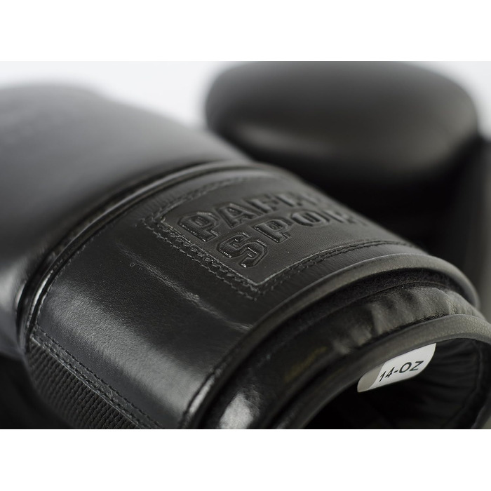 Боксерські рукавички Paffen Sport Black Logo, натуральна шкіра, 14 унцій, для спарингів і тренувань з боксу, кікбоксингу, муай тай, K1 та інших єдиноборств