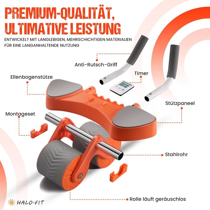 Ролер для пресу HALOFIT - ергономічний тренажер для всього тіла | Ролик для пресу з пружиною | Колесо для пресу | Ролер для пресу HALOFIT | Тренажер для кора