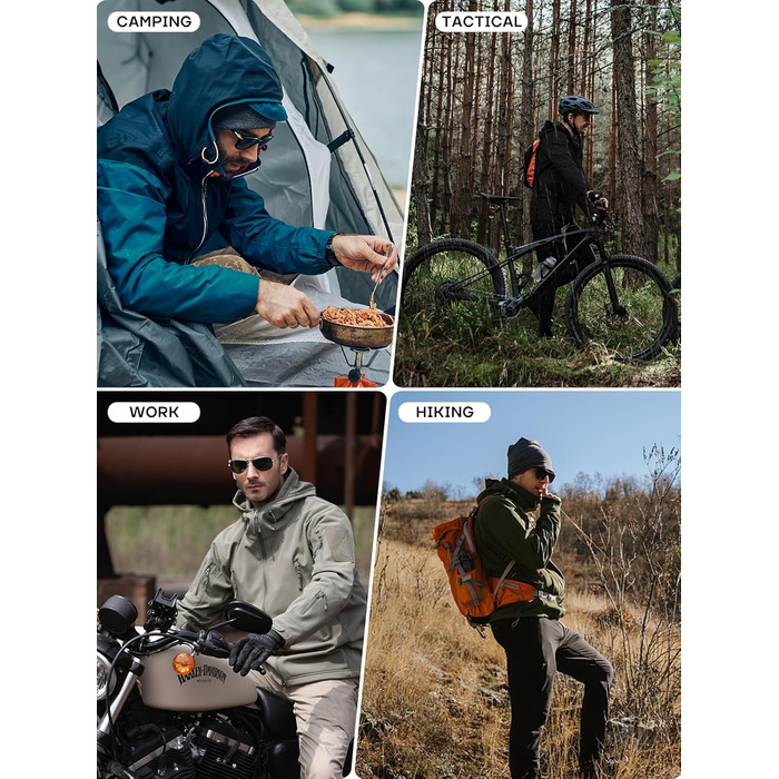 Чоловіча зимова тактична куртка FREE SOLDIER Military Softshell: водонепроникна вітрозахисна куртка з флісовою підкладкою та капюшоном для полювання та outdoor, р. L, темно-чорна