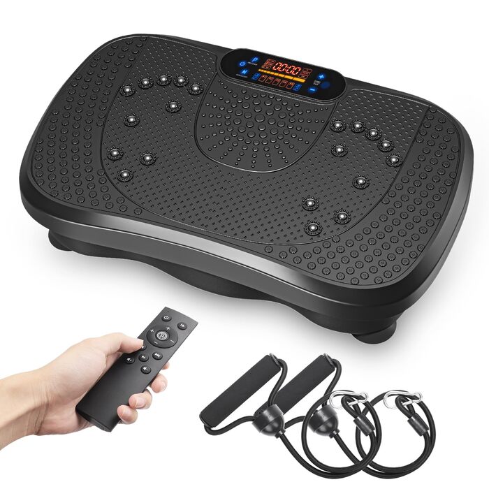 Платформа для вібраційного тренування Dripex, 3D, 99 рівнів, 5 програм, Bluetooth, стрічки, чорна