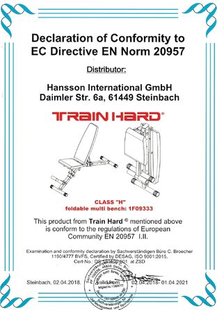 Професійна лава для гантелей TrainHard Deluxe з опорою для ніг, регульованим сидінням та спинкою, складана тренажерна лава (сертифікат EN957)