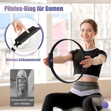 Набір для пілатесу: кільце, стрічки, міні-м'яч, постер, сумка. Core-тренінг для жінок. Чорний колір