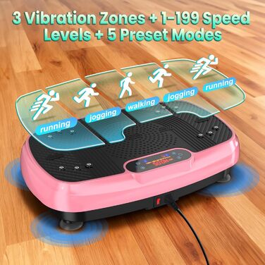 Віброплатформа для фітнесу з подвійними моторами, 160 кг, рожева. Для схуднення, тренування всього тіла та нарощування м'язів.