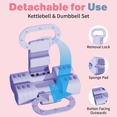 Регульований набір гантелей з кулькою, 4 в 1, 2.5-5.5 кг для жінок, тренування вдома, фітнес, зелений/фіолетовий